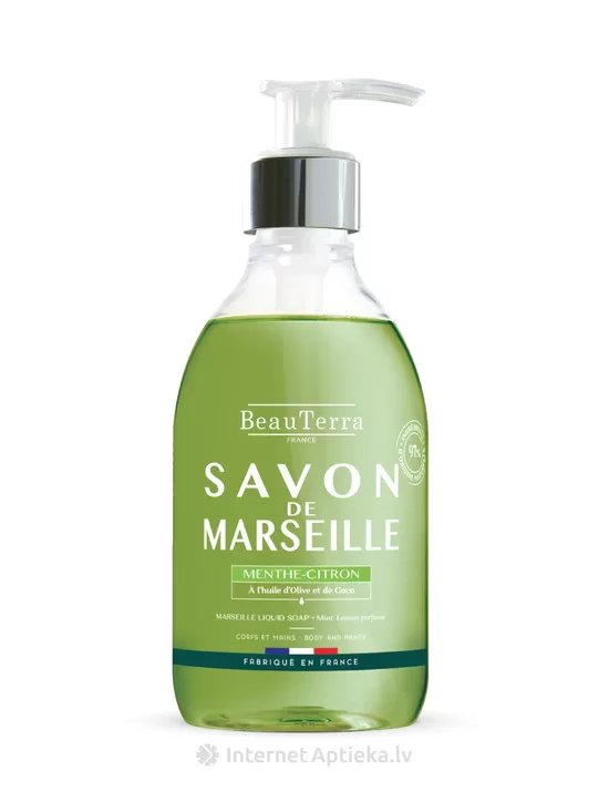 BeauTerra Piparmētru-citronu marseļas šķidrās ziepes, 300 ml