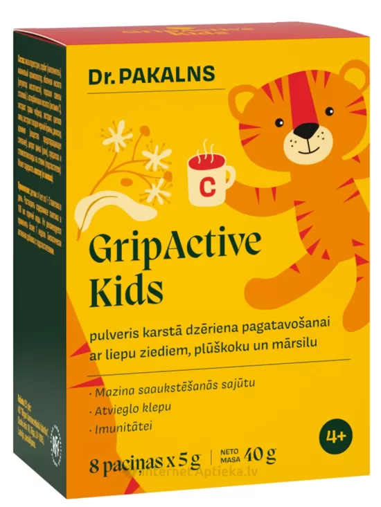 Dr. Pakalns GripActive kids pulveris karstā dzēriena pagatavošanai