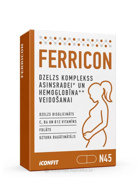 ICONFIT Ferricon - Komplekss grūtniecēm ar dzelzi, 45 kapsulas