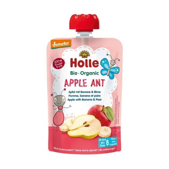 Holle BIO Apple Ant ābolu, banānu un bumbieru biezenis (6m+) 100g