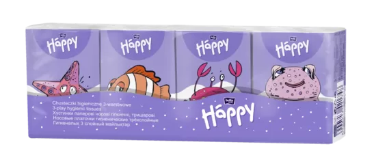 HAPPY kabatlakatiņi bērniem, 3 kārtas, 9 gab. x 8 iepakojumi