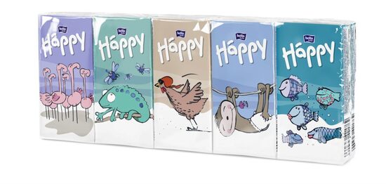 HAPPY kabatlakatiņi ar dzīvnieciņiem, 3 kārtas, 9 gab. x 10 iepakojumi