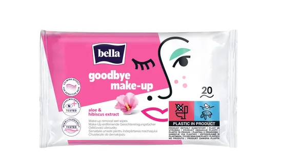 BELLA MAKE-UP mitrās salvetes kosmētikas noņemšanai ar hibiska ziedu un alvejas ekstraktu, 20 gab.