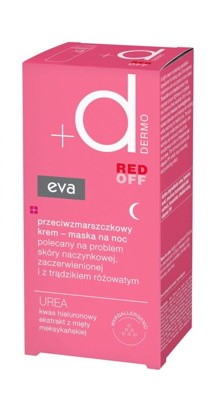  EVA DERMO RED OFF pretgrumbu nakts krēms – maska kuperozai sejas ādai, 50 ml