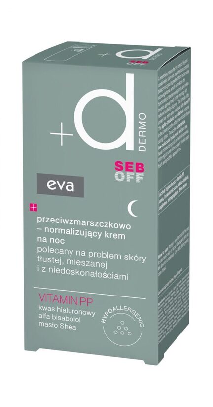 EVA DERMO SEB OFF pretgrumbu normalizējošs nakts krēms kombinētai ādai, 50 ml