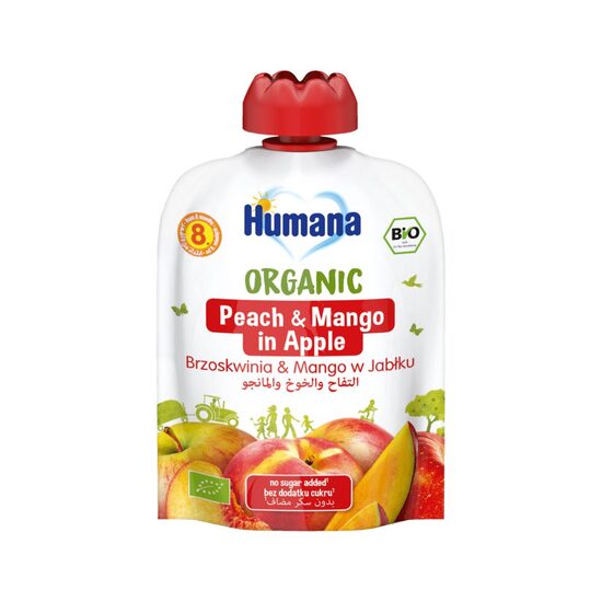 Humana BIO ābolu biezenis ar persikiem un mango (8m+) 90g