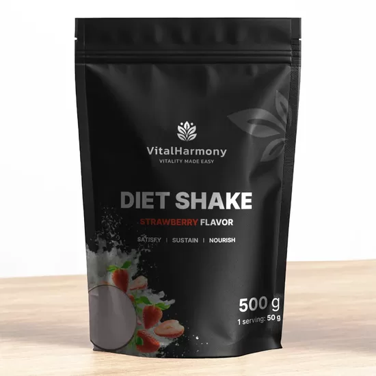 VitalHarmony Diet Shake 500g ar zemeņu garšu