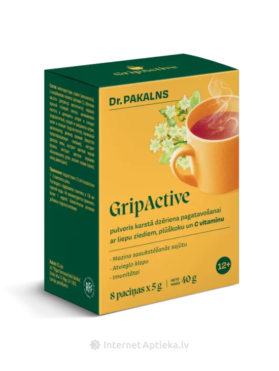 Dr. Pakalns GripActive pulveris karstā dzēriena pagatavošanai, 8x5 g