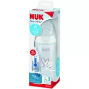 NUK First Choice+ polipropilēna pudelīte ar silikona M izmēra knupi, 300 ml (6-18 mēn.)