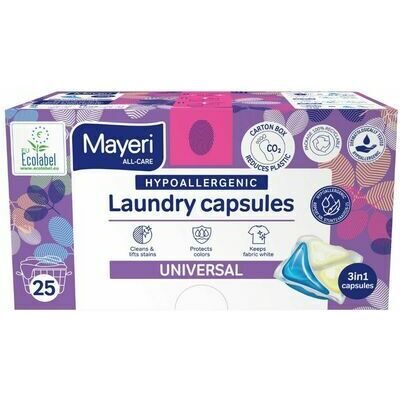  Mayeri Hipoalerģiskas veļas mazgāšanas kapsulas Universal 25gab 