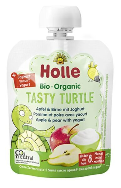 Holle BIO Tasty Turtle ābolu, bumbieru biezenis ar jogurtu (8m+), 85g