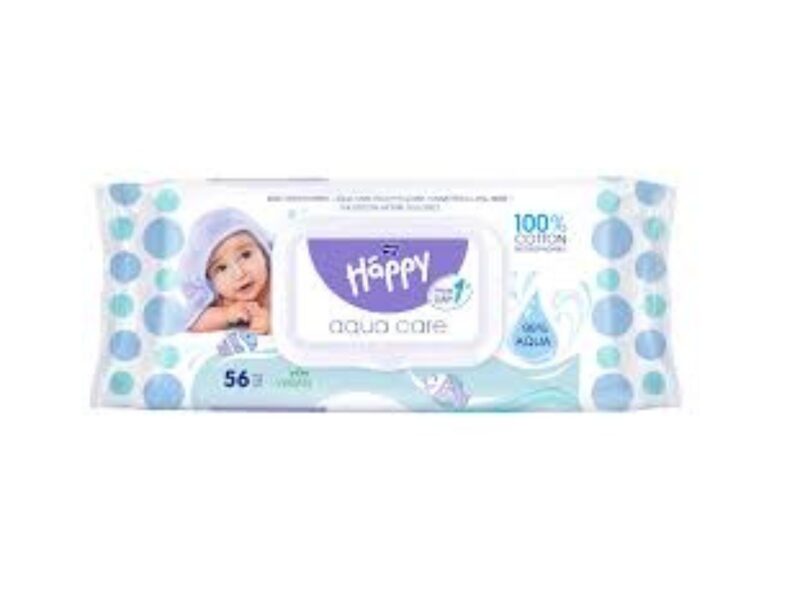 BELLA HAPPY mitrās salvetes Aqua Care ar vāciņu, 56gab