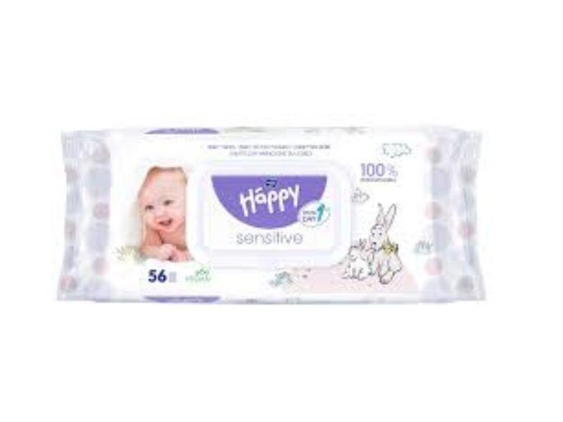 BELLA HAPPY mitrās salvetes SENSITIVE ar vāciņu, 56gab