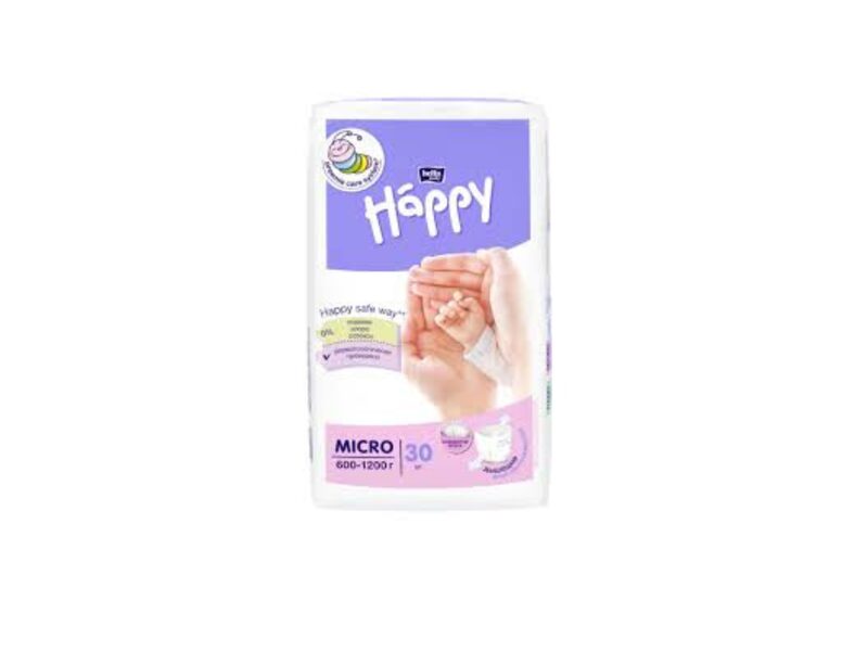 HAPPY MICRO autiņbiksītes (600-1200 g), 30gab.
