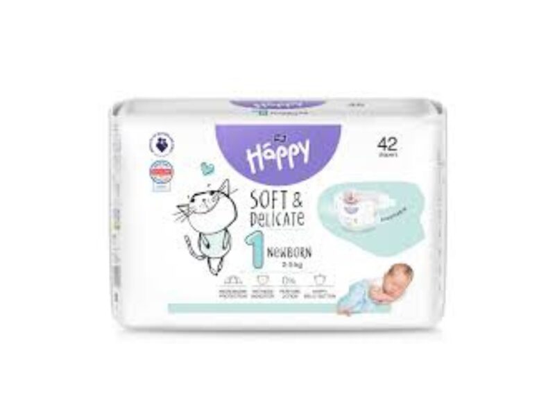 HAPPY NEWBORN autiņbiksītes, 1. izmērs (2-5 kg), 42gab.