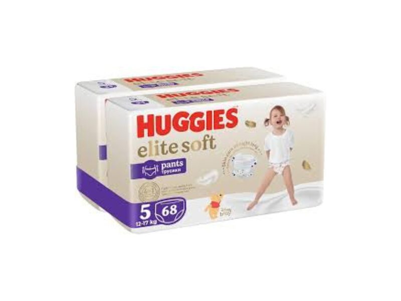 HUGGIES Elite Soft Extra Care 5 autiņbiksītes (12-17kg), 68gab.