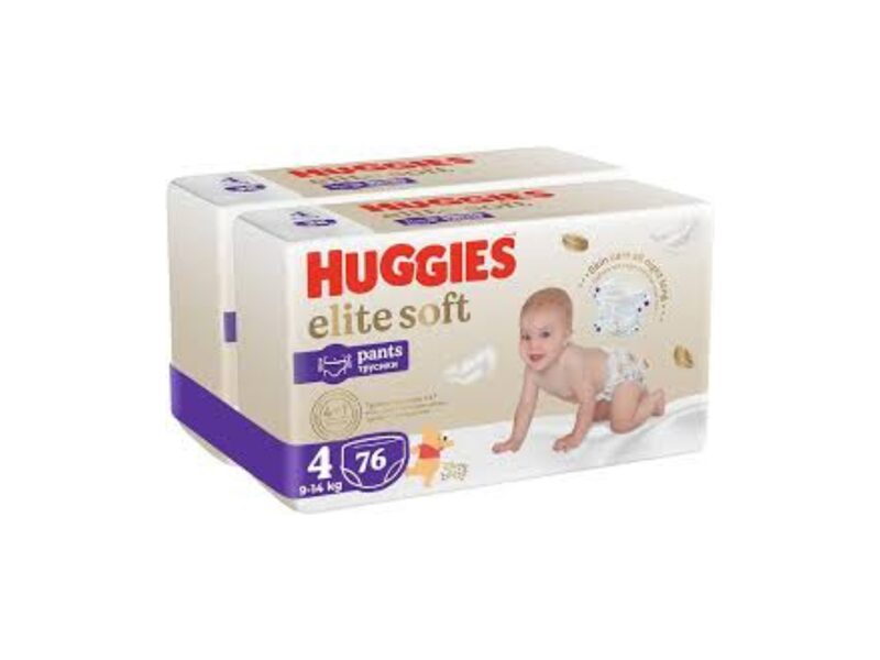 HUGGIES Elite Soft Extra Care 4 autiņbiksītes (9-14kg), 76gab.