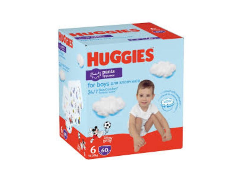 HUGGIES Pants S6 biksītes Boy (15-25kg), 60gab. kaste