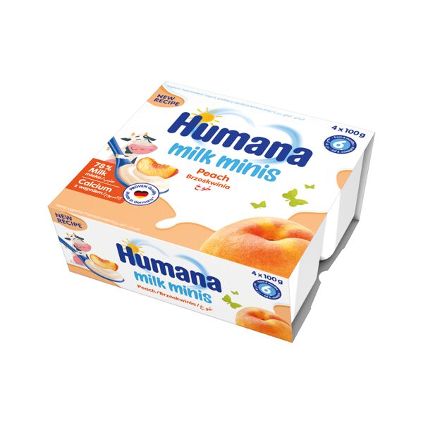 Humana Milk Minis jogurta deserts ar persikiem 400g